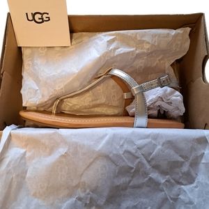 UGG MADEENA Silver Strapped Sandals. Size 6